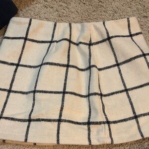 Plaid Cream and Black Women's Skirt